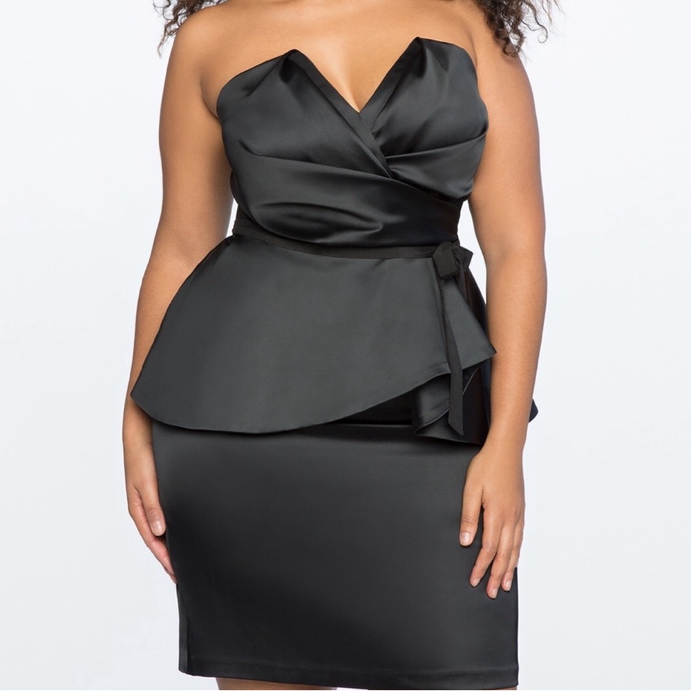 Draped Bodice Peplum Dress